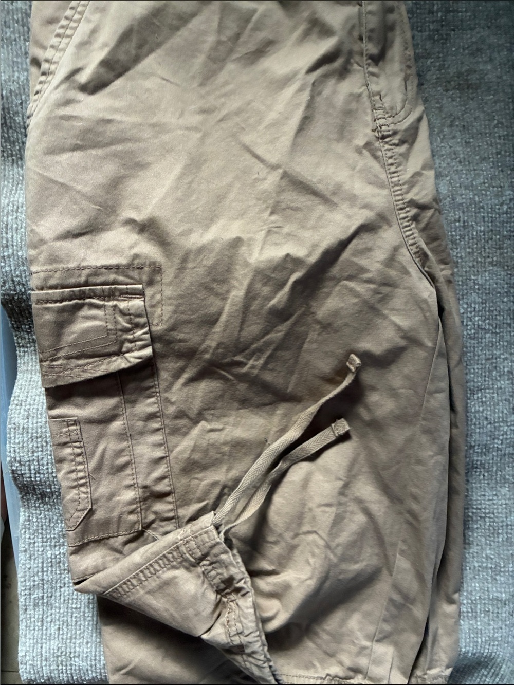Ring of Fire Men's Cargo Shorts Size 38 Tan Khaki EUC Cotton Drawstring